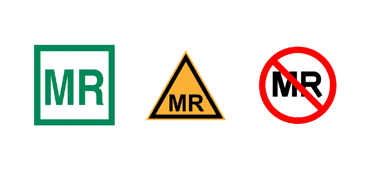 Значки маркировки МР-безопасности: MR Safe, MR Conditional и MR Unsafe